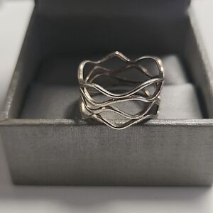 Sterling Silver NV 925 Wave Ring size 9.5 Womens Jewelry